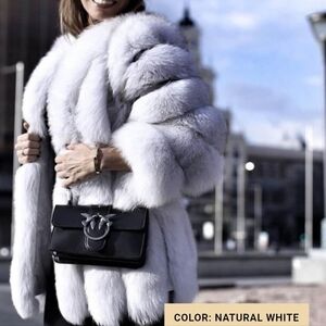 Aria Moda Regan Vertical Panel Natural White Fox Fur (S)